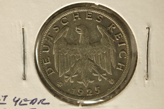 1925-A GERMAN SILVER WEIMAR REPUBLIC 1 REICHSMARK