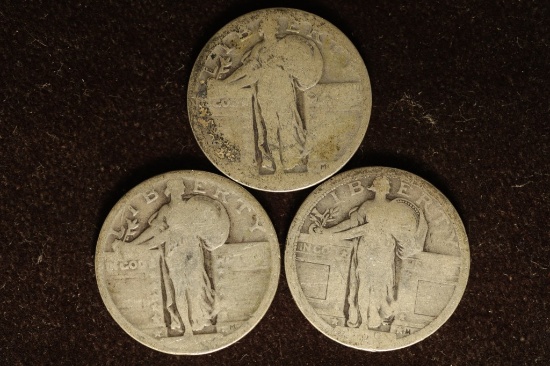 3 UNDATED STANDING LIBERTY QUARTERS