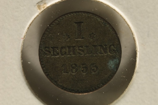 1855 HAMBURG GERMANY SILVER 1 SECHSLING