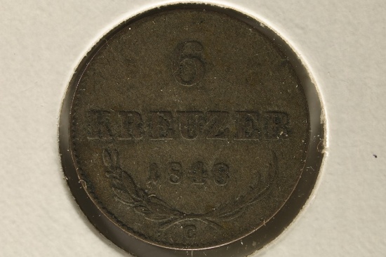 1848 AUSTRIA SILVER 6 KREUZER .0307 OZ. ASW