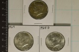 1966, 67 & 68-D 40% SILVER JOHN F. KENNEDY HALVES