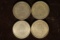 1928, 40, 44 & 1945 NETHERLANDS SILVER 25 CENTS
