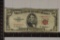 1953-A US $5 RED SEAL STAR NOTE.  SMALL TEAR LEFT