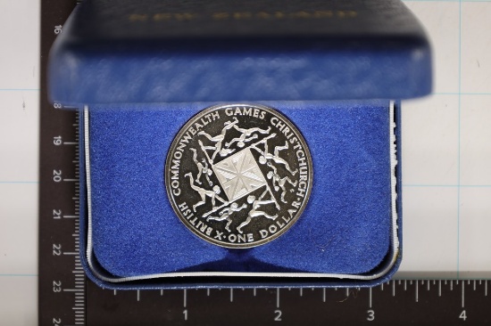 1974 NEW ZEALAND SILVER $1 PROOF COMMEMON