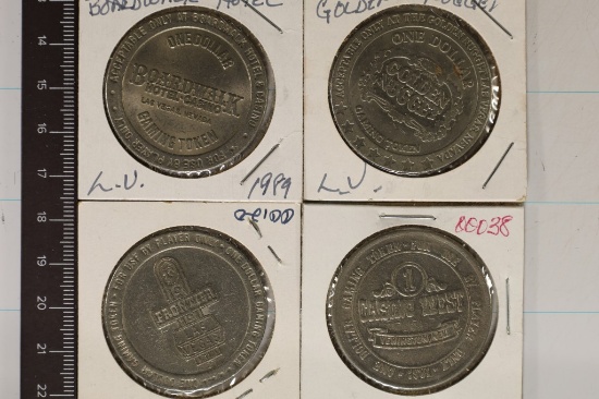 4-$1 METAL CASINO GAMING TOKENS: GOLDEN NUGGET,