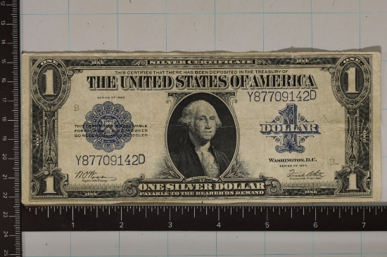 1923 US $1 SILVER CERT LARGE SIZE BLUE SEAL "HORSE