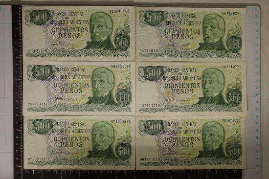 6-CIRCA 1977 ARGENTINA 500 PESOS BILLS