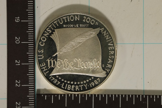1987-S US PF SILVER DOLLAR CONSTITUTION IN HARD
