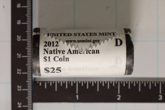 2012-D SOLID DATE $25 ROLL OF UNC NATIVE AMERICAN