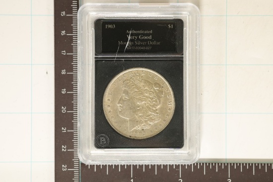 1903 MORGAN SILVER DOLLAR IN BLACK SLAB
