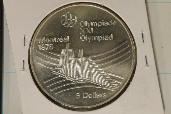 1976 CANADA SILVER UNC $5 MONTREAL OLYMPIC COIN