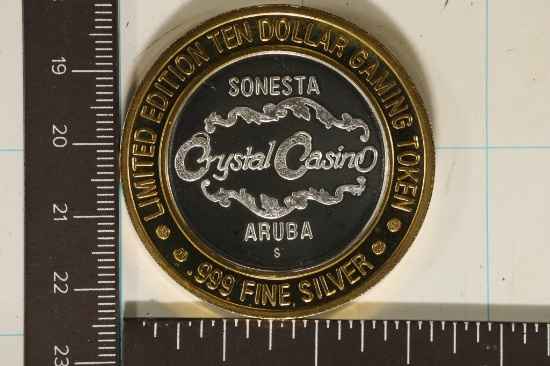 CASINO $10 SILVER TOKEN (UNC) SONESTA CRYSTAL