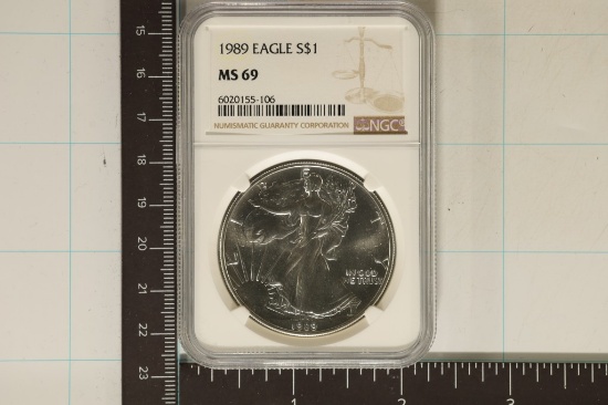 1989 AMERICAN SILVER EAGLE NGC MS69