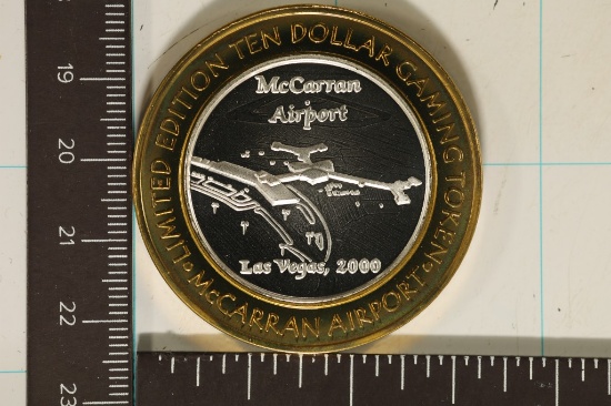 CASINO $10 SILVER TOKEN (UNC) MCCARRAN AIRPORT