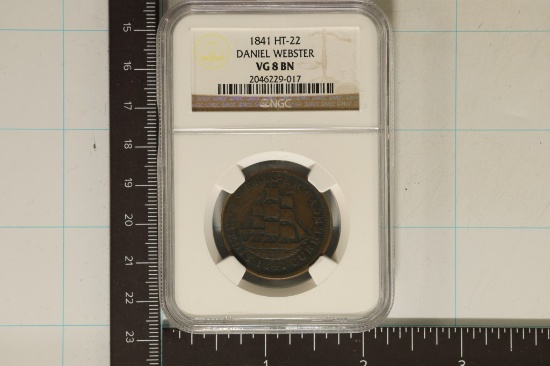 1841 HARD TIMES TOKEN DANIEL WEBSTER NGC VG8 BN
