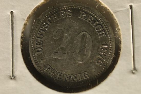 1876 GERMAN SILVER 20 PFENNIGS .0312 OZ. ASW