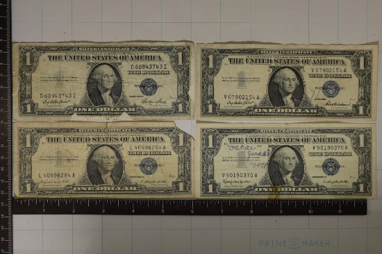 1935-E, 57, 57-A & 1957-B US $1 SILVER CERTS BLUE