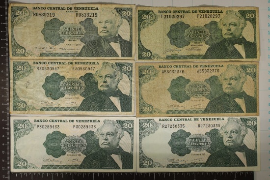 6-1977 VENEZUELA 20 BOLIVARES BILLS