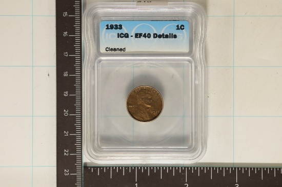 1933 LINCOLN WHEAT CENT ICG EXTRA FINE 40 DETAILS