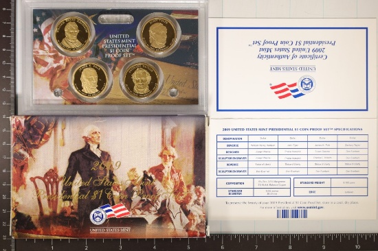 2009 US PRESIDENTIAL DOLLAR 4 COIN PF SET IN BOX &