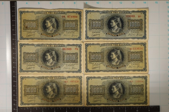 6-1942 GREECE 1,000 DRACHMAI BILLS