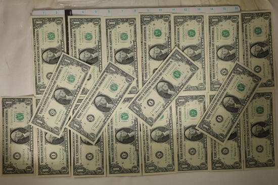 19-CRISP UNC US $1 FRN'S: 1-1969, 1-1969-D, 1-1981