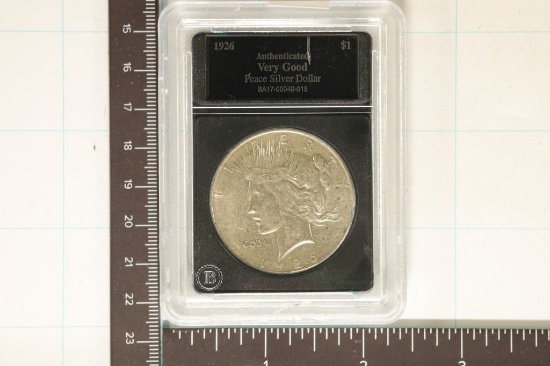 1926-D PEACE SILVER DOLLAR IN BLACK SLAB