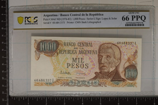 CIRCA LATE 1970'S ARGENTINA 1000 PESO BILL. PCGS