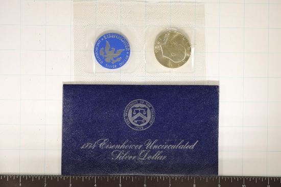 1974 IKE SILVER DOLLAR (BLUE PACK)