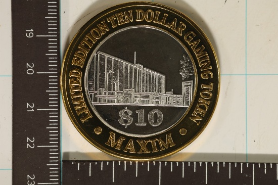 CASINO $10 SILVER TOKEN (UNC) MAXIM HOTEL CASINO