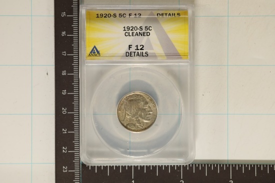 1920-S BUFFALO NICKEL ANACS F12 DETAILS CLEANED
