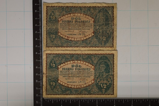 2-1920 POLAND 1/2 MARKI BILLS