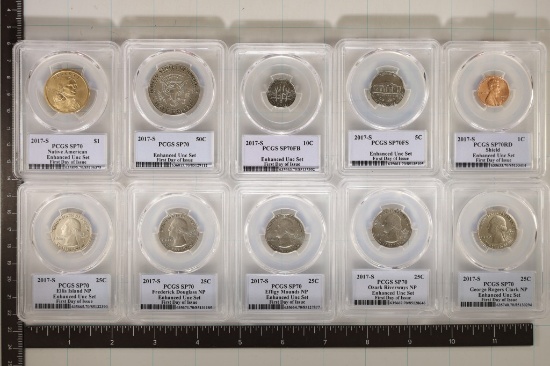 2017 TEN COIN ENHANCED UNC SET ALL SP70'S IN PCGS