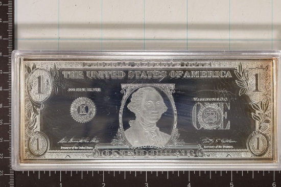 COOL 1 OZ. .999 SILVER BAR DESIGNED AS A US $1 FRN