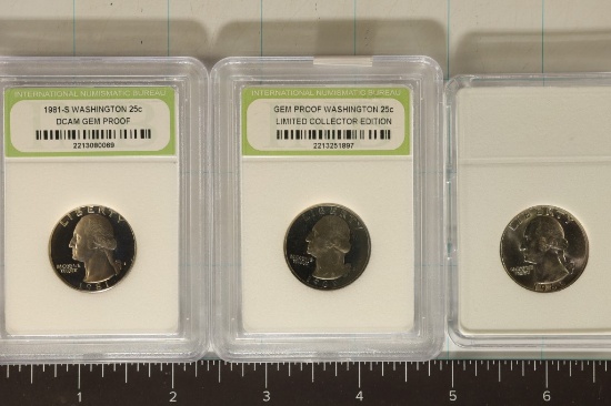 3 WASHINGTON QUARTERS: 1966 UNC, 1981-S & 1989-S
