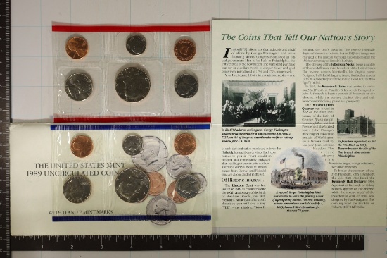 1989 US MINT SET (UNC) P/D (WITH ENVELOPE) AND