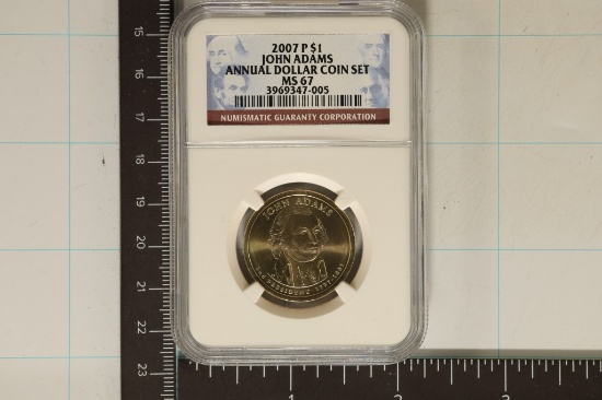 2007-P JOHN ADAMS $1 NGC MS67 FROM THE