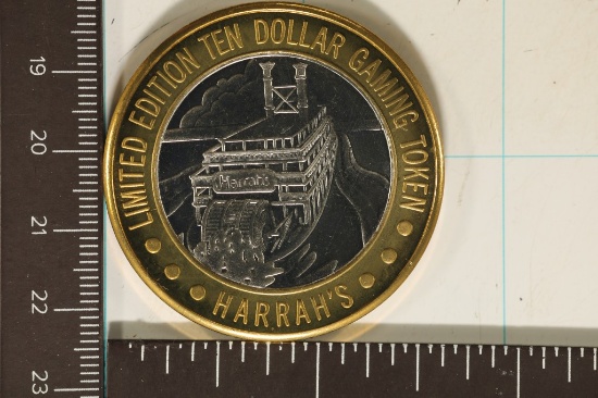 CASINO $10 SILVER TOKEN (UNC) HARRAH'S VEGAS