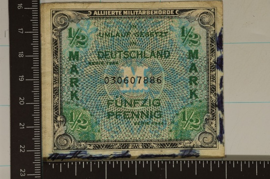 SERIES 1944 GERMAN 1/2 MARK MILITARY PAYMENT CERT