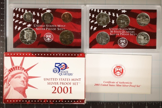 2001 US SILVER PROOF SET (WITH BOX) AND CERT