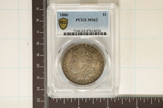1886 MORGAN SILVER DOLLAR PCGS MS62