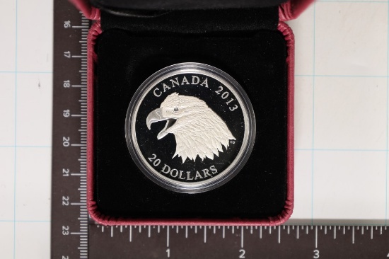 2013 $20 FINE SILVER COIN THE BALD EAGLE-PORTRAIT