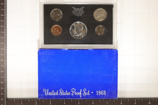 1968 US PROOF SET WITH BOX, 40% SILVER JFK HALF