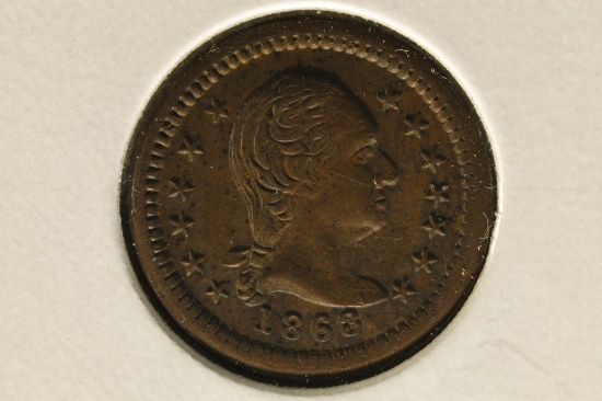 1863 CIVIL WAR TOKEN FLAG WITH SHIELD ON REVERSE