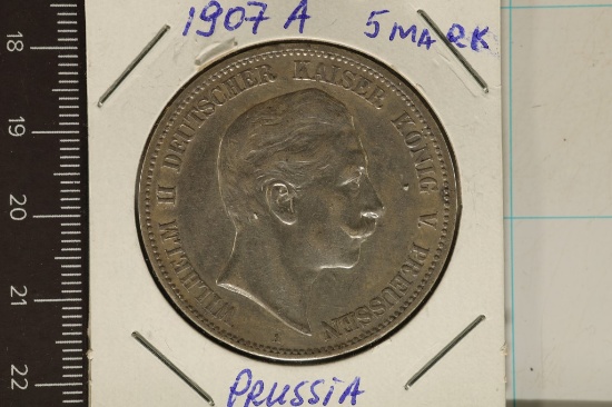 1907-A PRUSSIA SILVER 5 MARK .8037 OZ. ASW