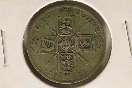 1921 GREAT BRITAIN SILVER 1 FLORIN .1818 OZ. ASW