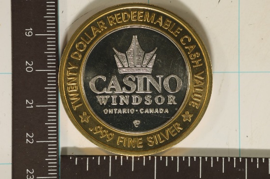 CASINO $20 SILVER TOKEN (UNC) WINDSOR ONTARIO