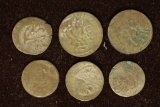 6 SILVER DIME SIZED OTTOMAN EMPIRE PARA COINS: