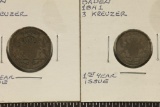 2-1841 BADEN SILVER COINS: 3 KRUEZER & 6 KRUEZER