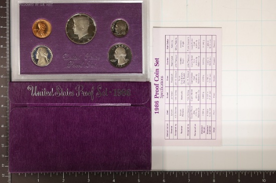 1986 US PROOF SET (WITH BOX) WITH CERTIFICATE